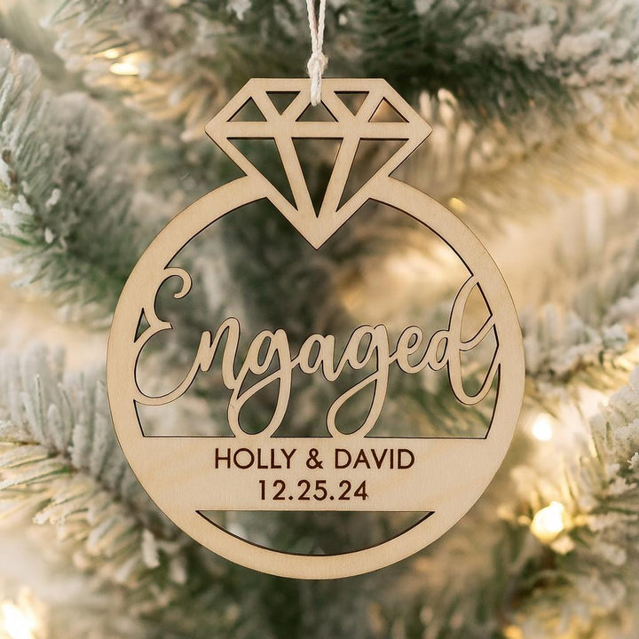 Married or Engaged Engraved Wooden Ornament