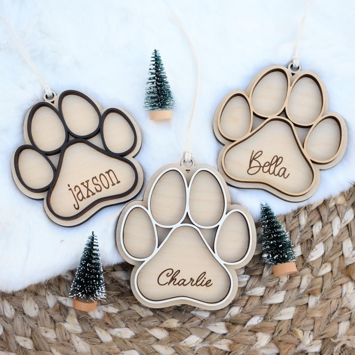 Personalized Dog Paw Christmas Ornament