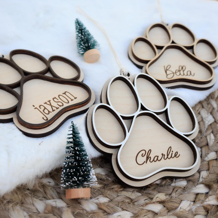 Personalized Dog Paw Christmas Ornament