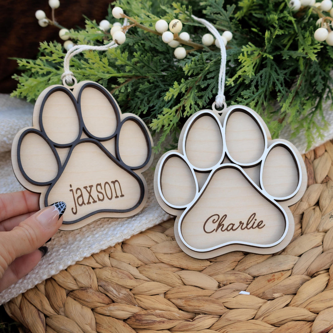 Personalized Dog Paw Christmas Ornament