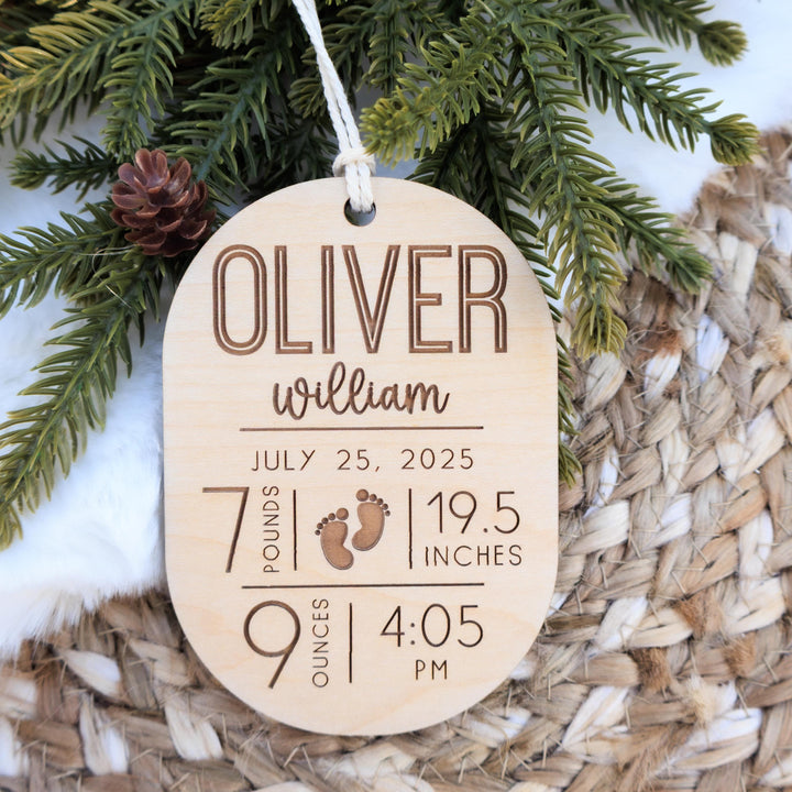 Wooden Baby Stat Christmas Ornament