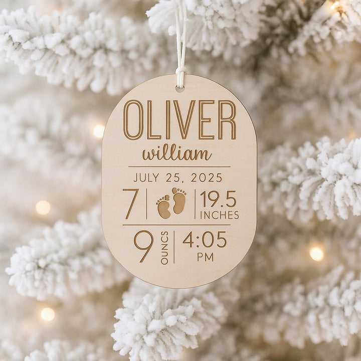 Wooden Baby Stat Christmas Ornament