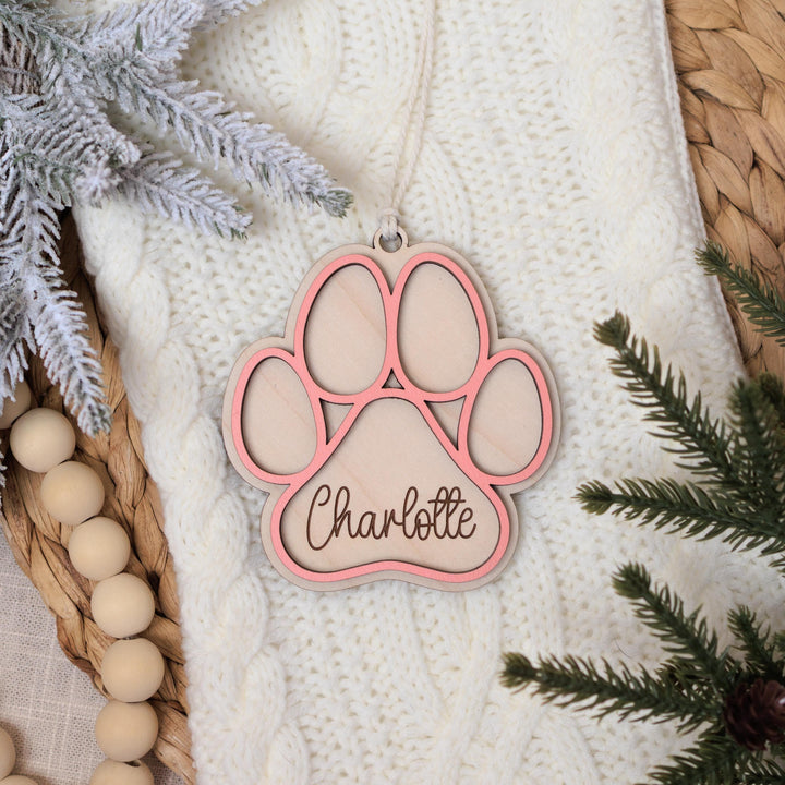 Personalized Dog Paw Christmas Ornament