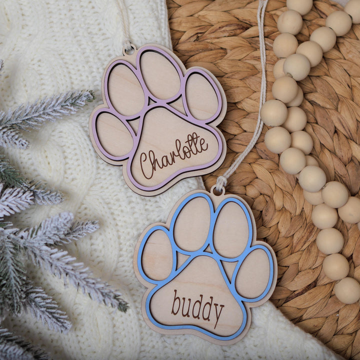Personalized Dog Paw Christmas Ornament