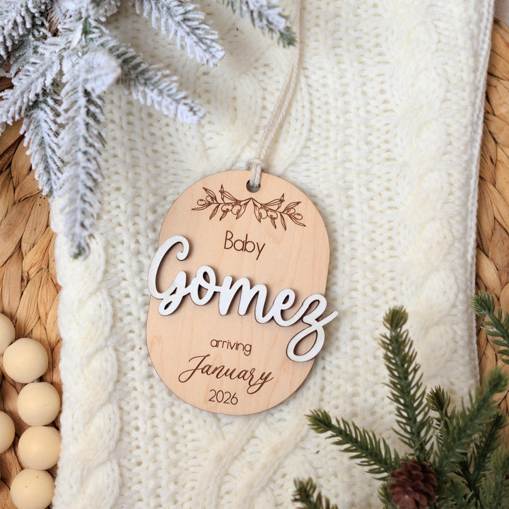 Oval Baby Arrival Ornament - Pregnancy