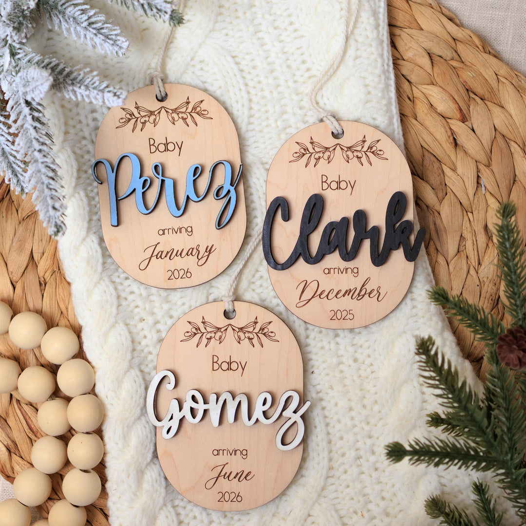 Oval Baby Arrival Ornament - Pregnancy