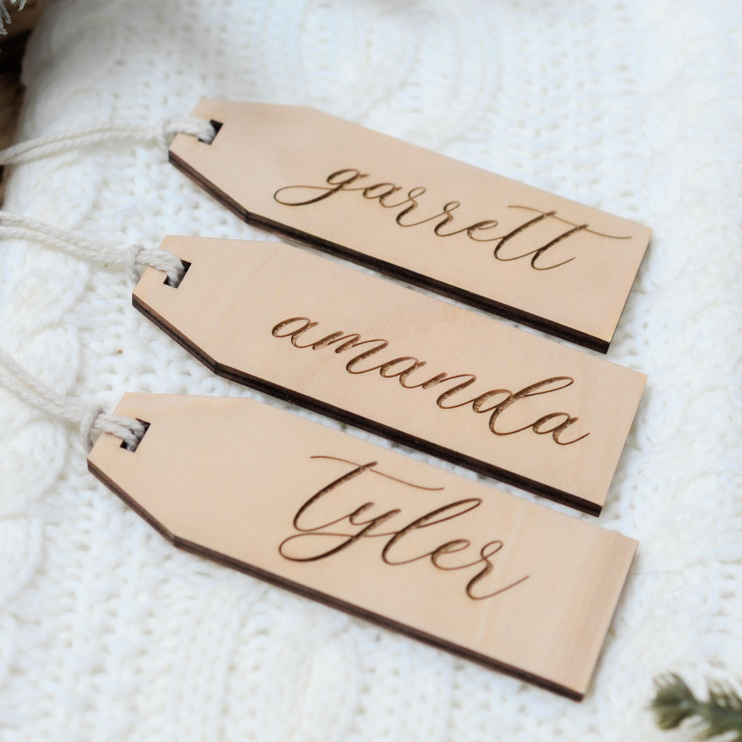 Modern Elegant Engraved Stocking Tags
