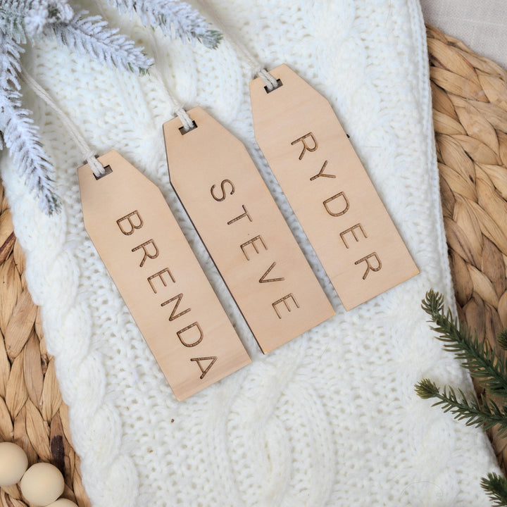 Modern Elegant Engraved Stocking Tags