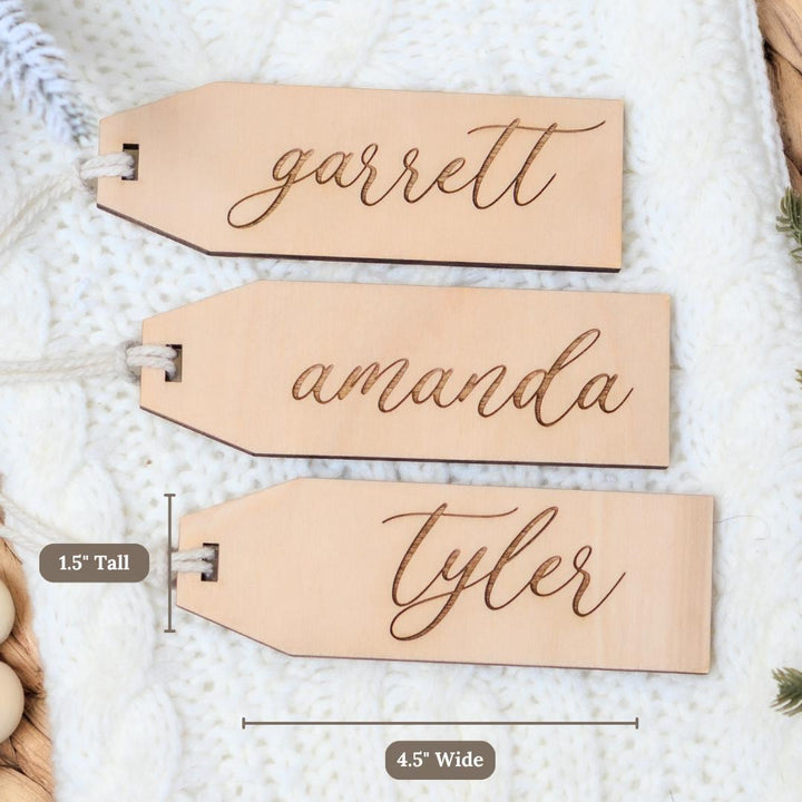 Modern Elegant Engraved Stocking Tags