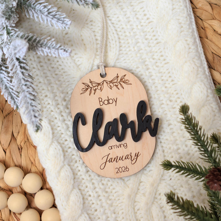 Oval Baby Arrival Ornament - Pregnancy
