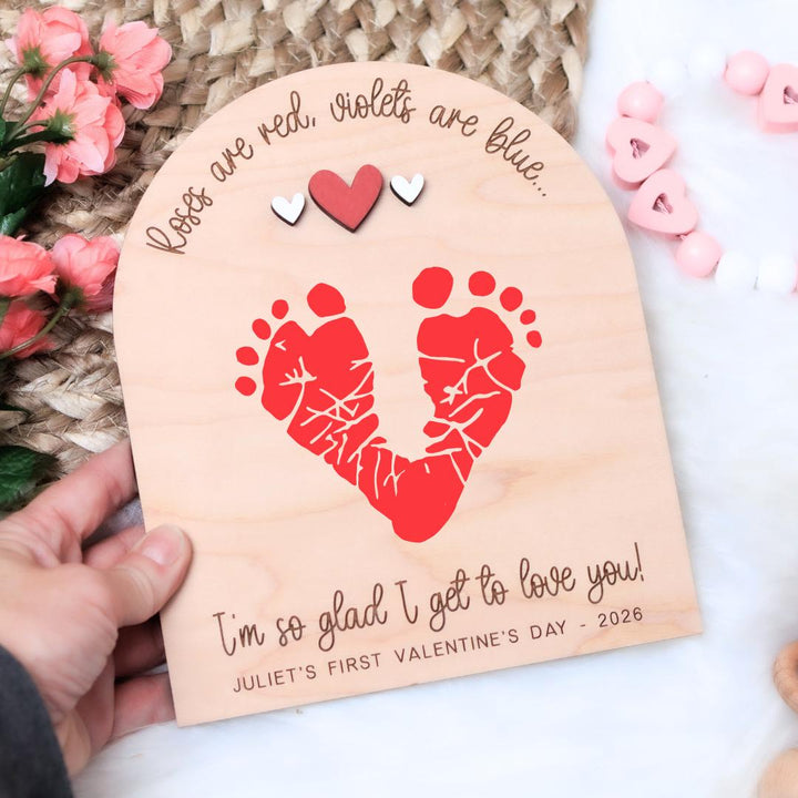 Valentines Day Footprint Keepsake - Roses are Red