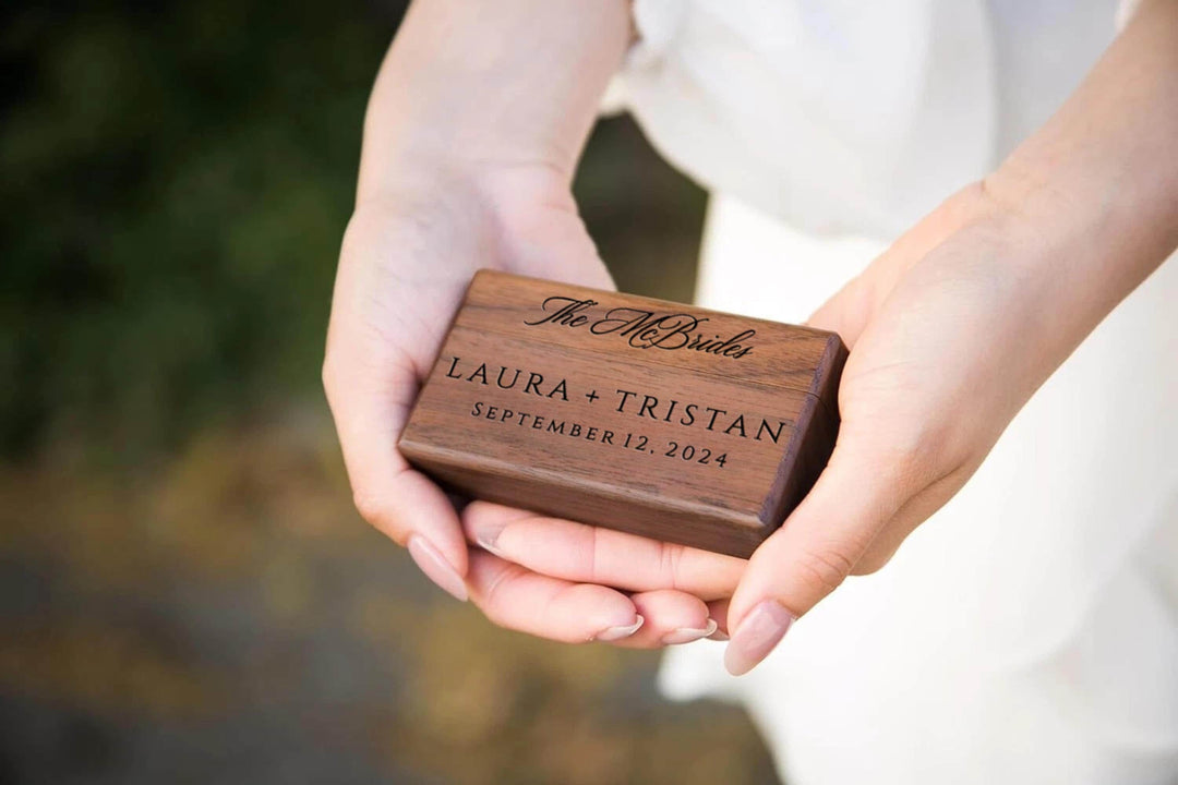 Custom Wooden Wedding Ceremony Ring Box