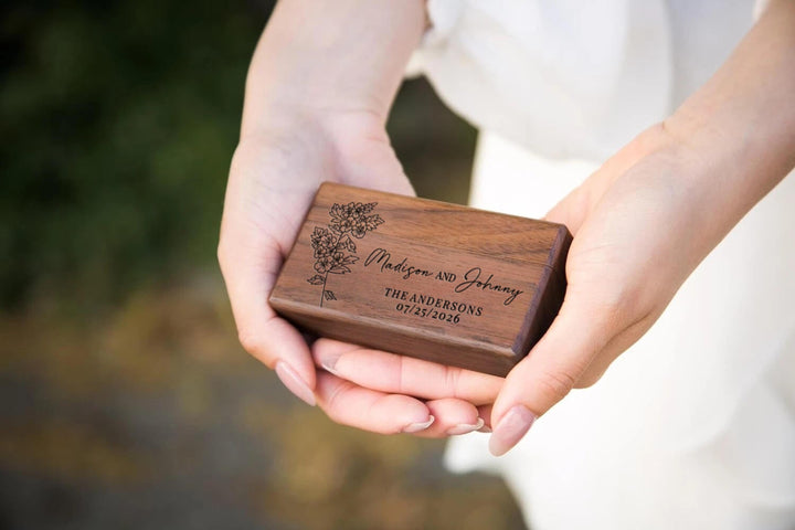 Custom Wooden Wedding Ceremony Ring Box
