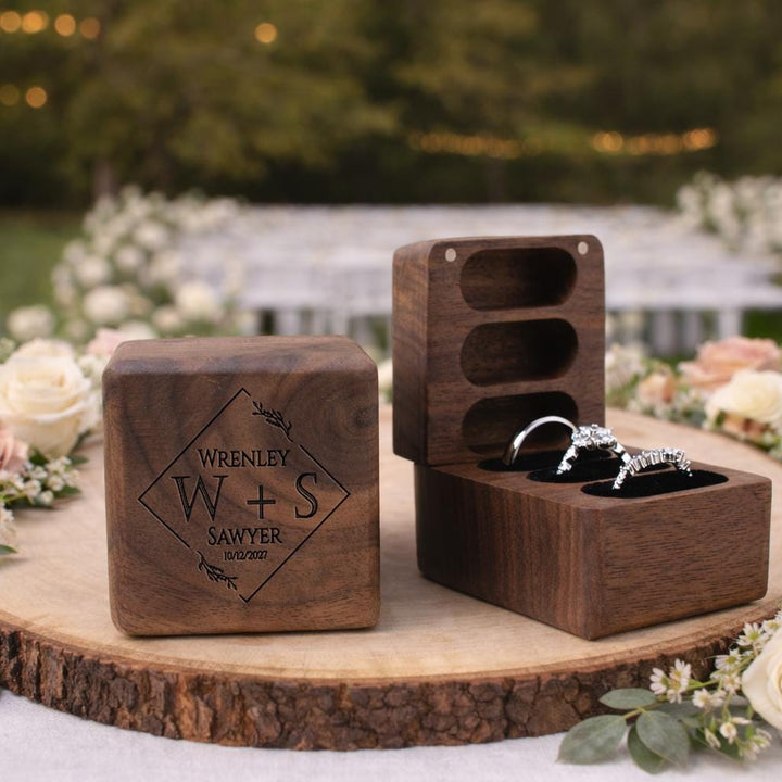 Triple Slot Wedding Ring Box