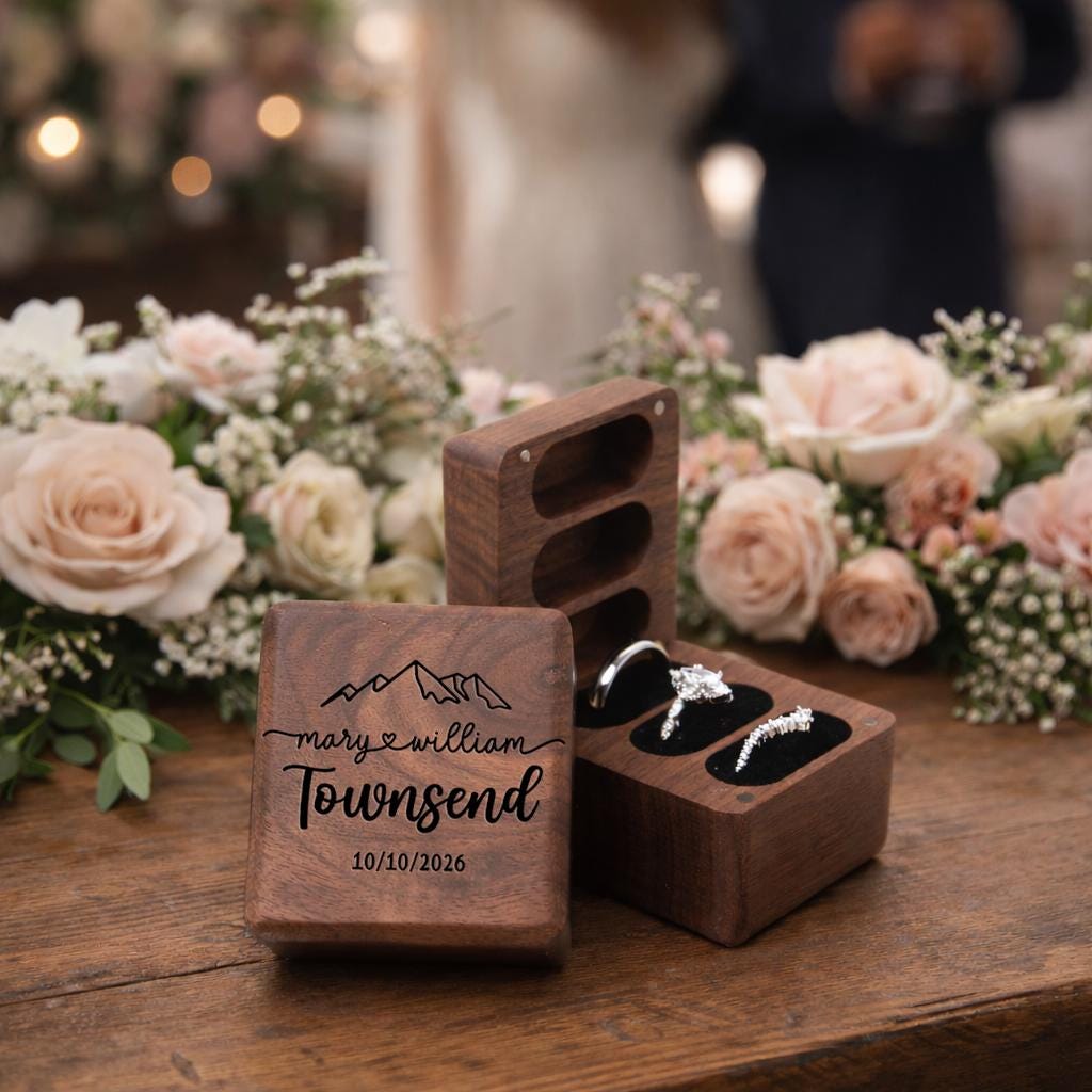 Triple Slot Wedding Ring Box