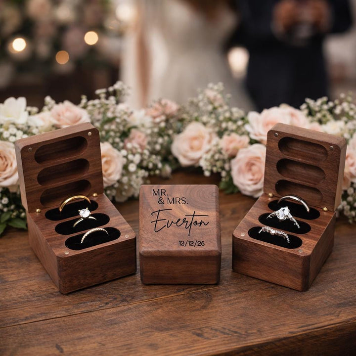 Triple Slot Wedding Ring Box