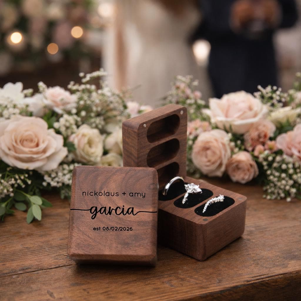 Triple Slot Wedding Ring Box