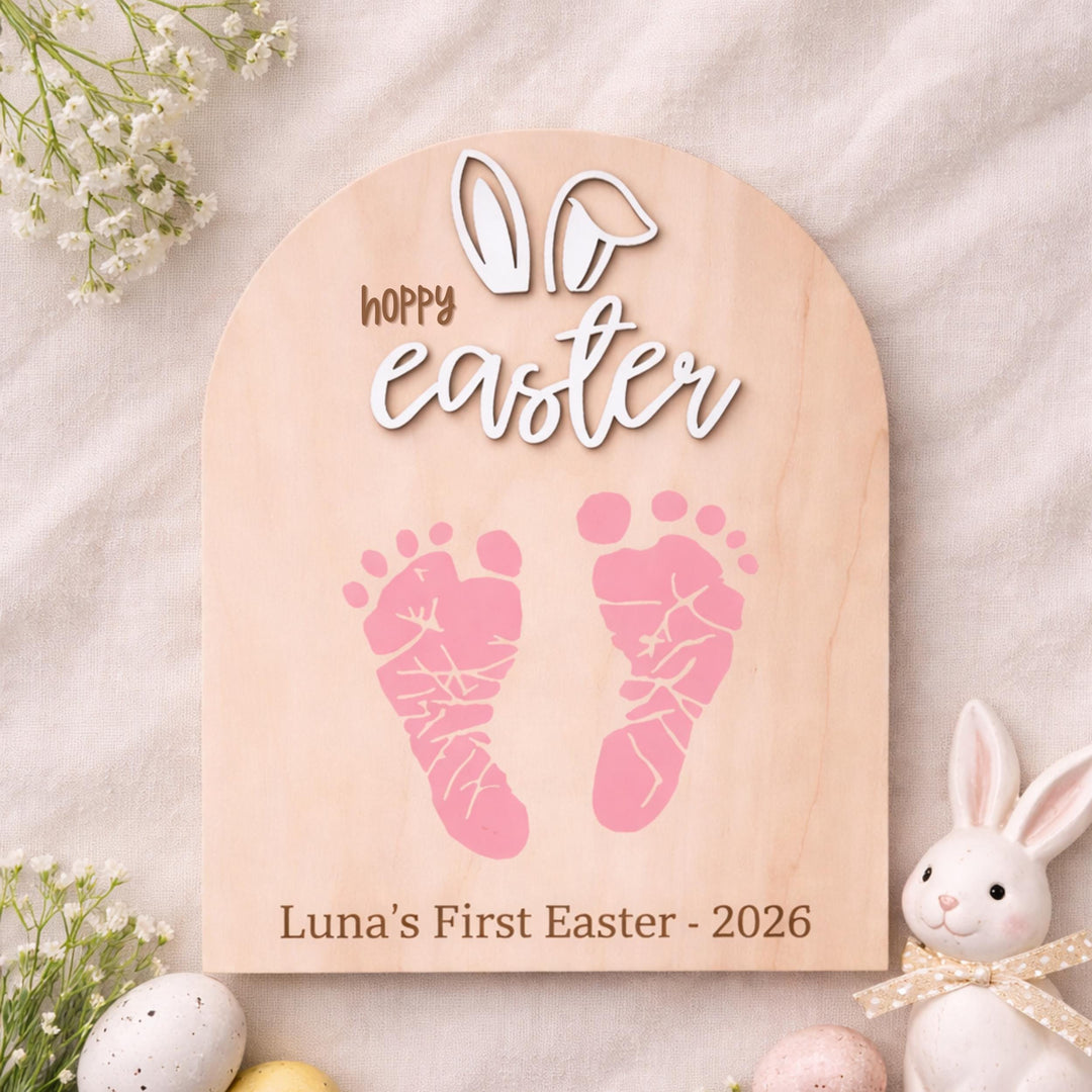Baby First Easter Footprint Sign - Some Bunny Loves You