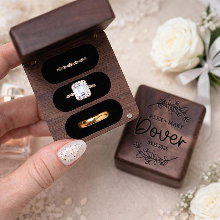 Triple Slot Wedding Ring Box