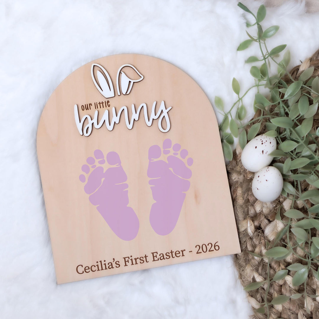 Baby First Easter Footprint Sign - Hoppy Easter