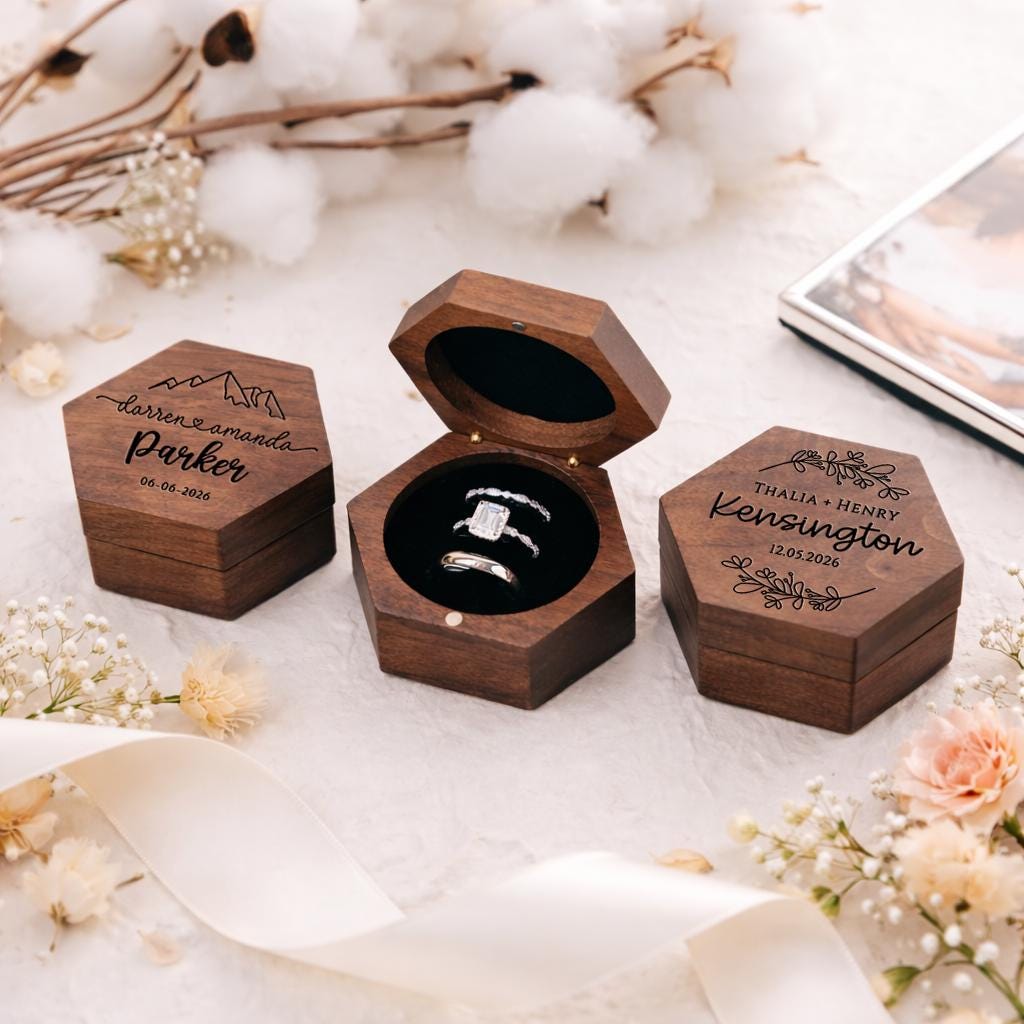 Wedding Ring Box For 3 Rings