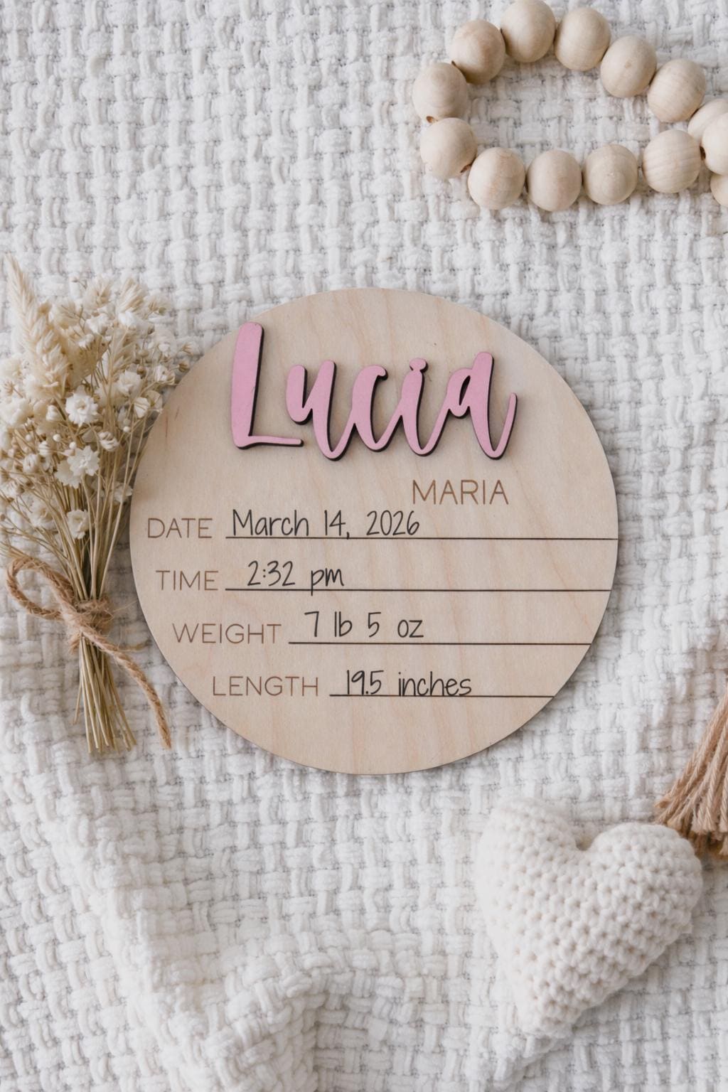 Round Baby Birth Stats &amp; Footprint Sign
