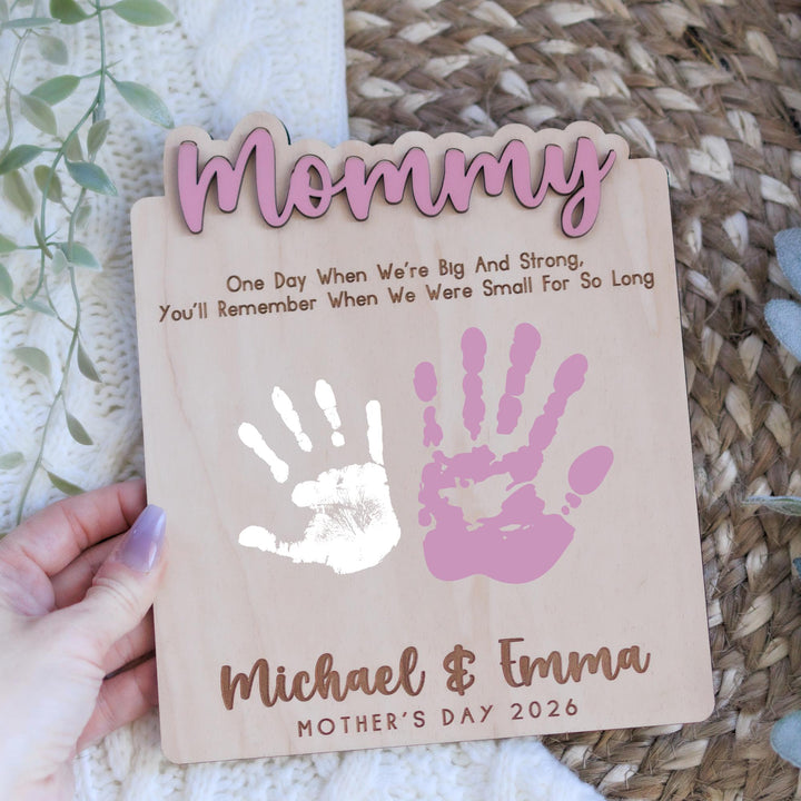 Personalized Wood Handprint Sign - Big &amp; Strong
