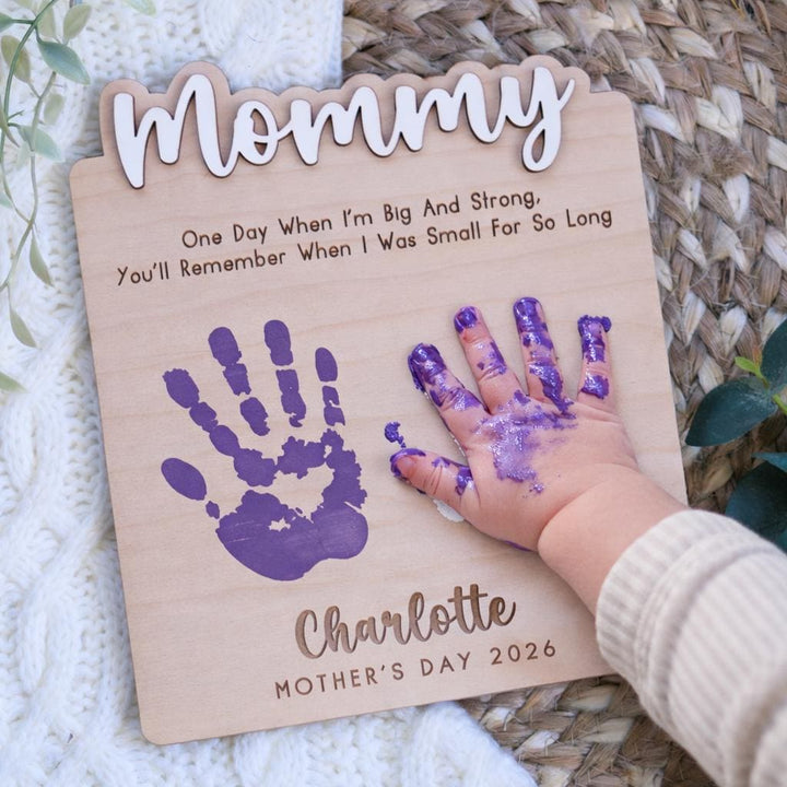 Personalized Wood Handprint Sign - Big &amp; Strong