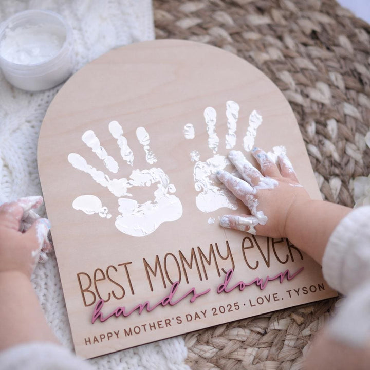 Personalized Arch Wood Handprint Sign For Mother&