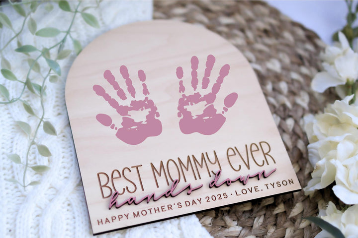 Personalized Arch Wood Handprint Sign For Mother&