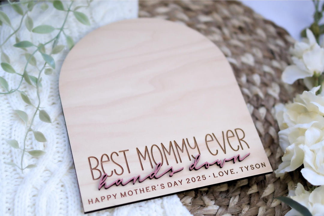Personalized Arch Wood Handprint Sign For Mother&
