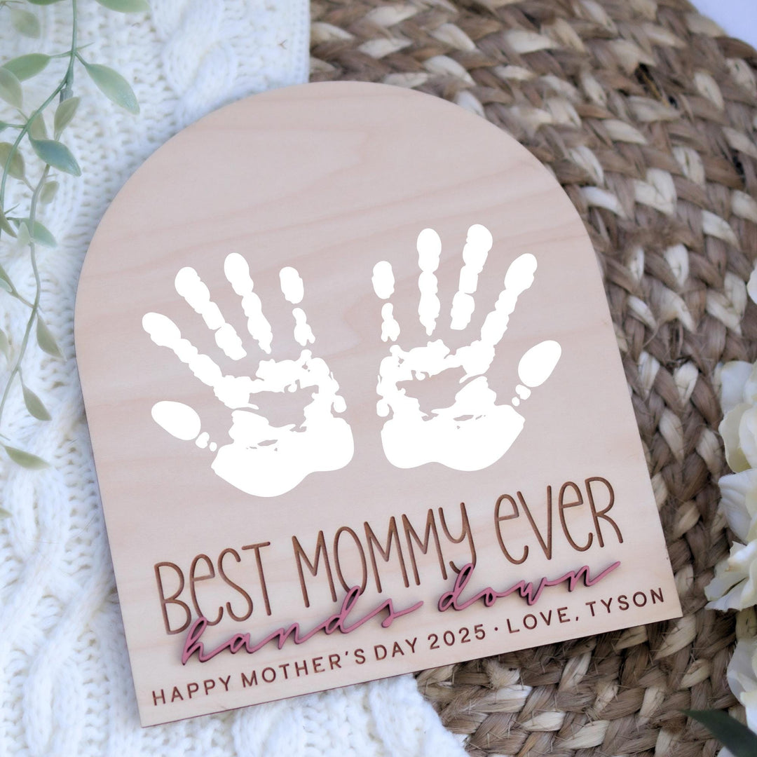 Personalized Arch Wood Handprint Sign For Mother&
