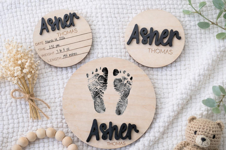 Newborn Wooden Birth Stats Sign