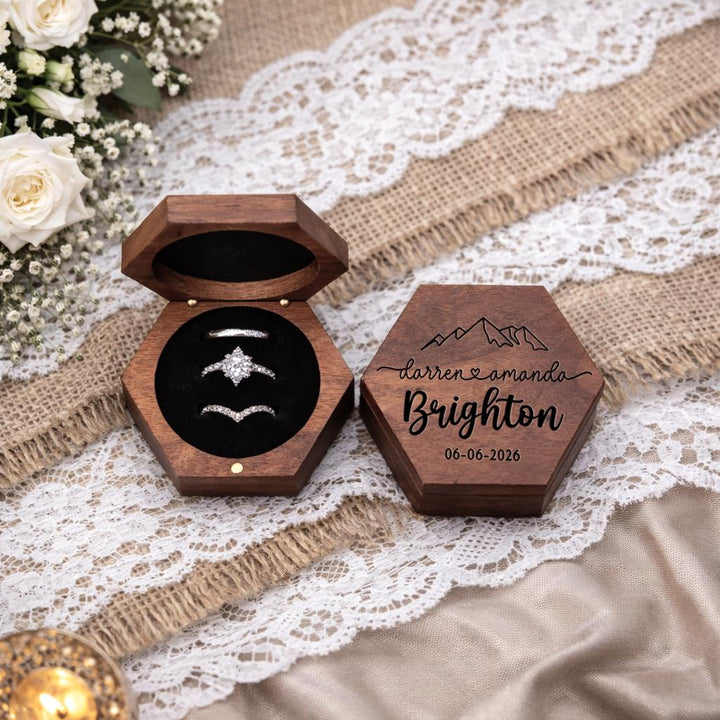 Personalized Walnut Wedding Ring Box