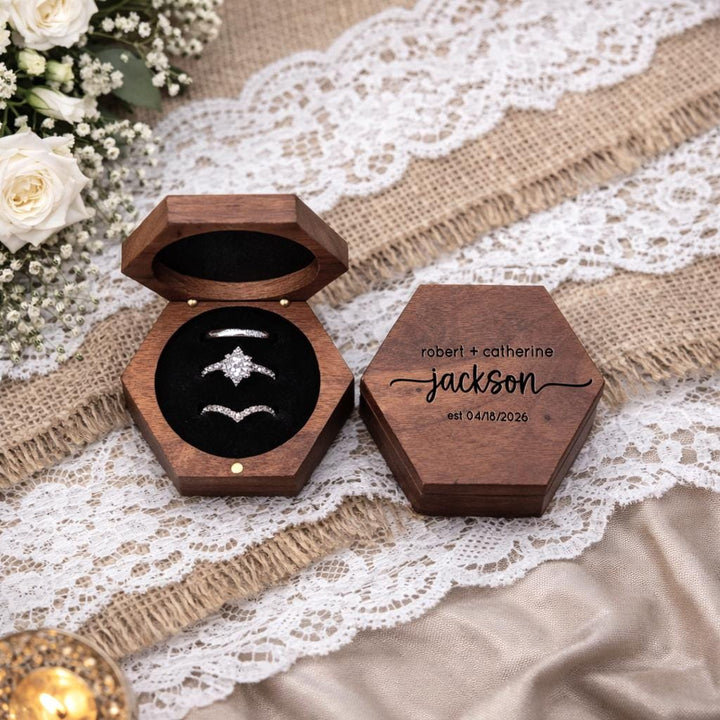 Personalized Walnut Wedding Ring Box