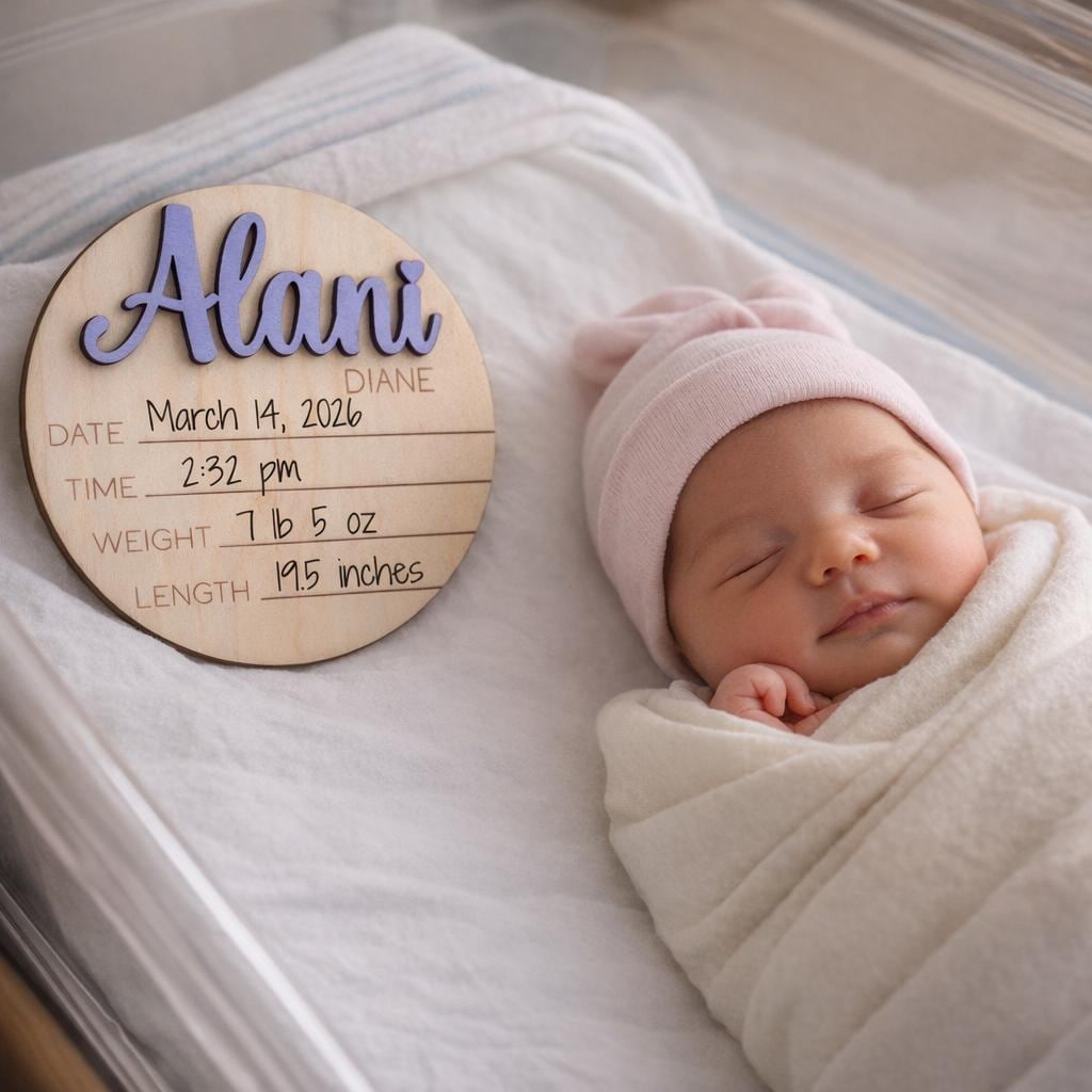 Newborn Baby Stats, Footprint, Or Name Sign