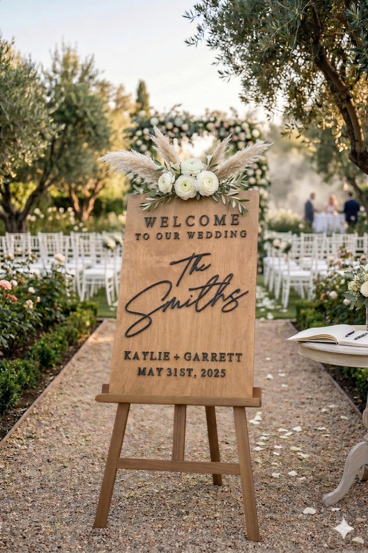 Vertical Welcome Wedding Sign with First &amp; Last Names