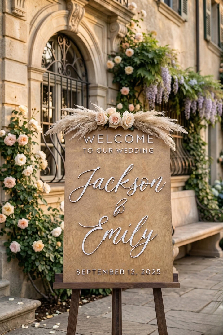 Wood Wedding Vertical Welcome Sign