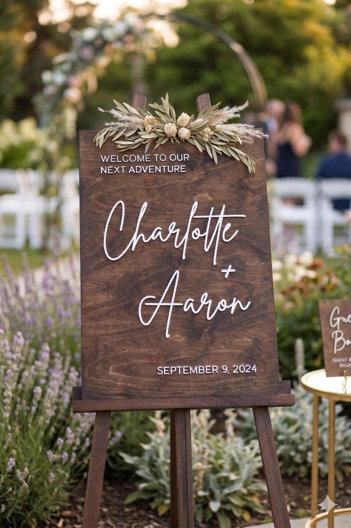 Vertical First Names Wedding Ceremony Welcome Sign