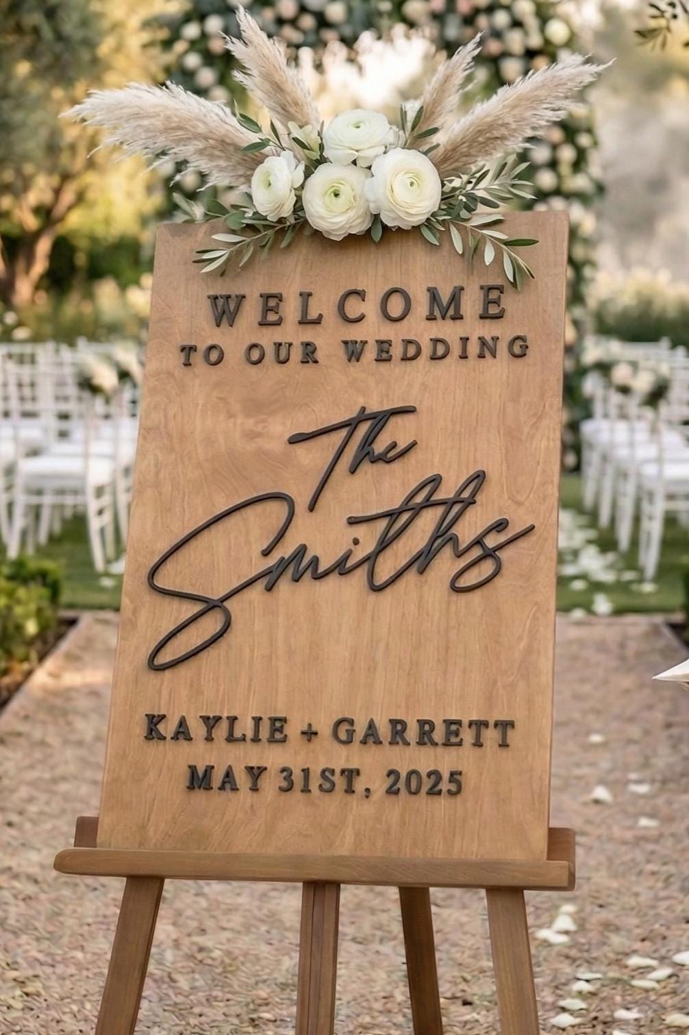 Vertical Welcome Wedding Sign with First &amp; Last Names