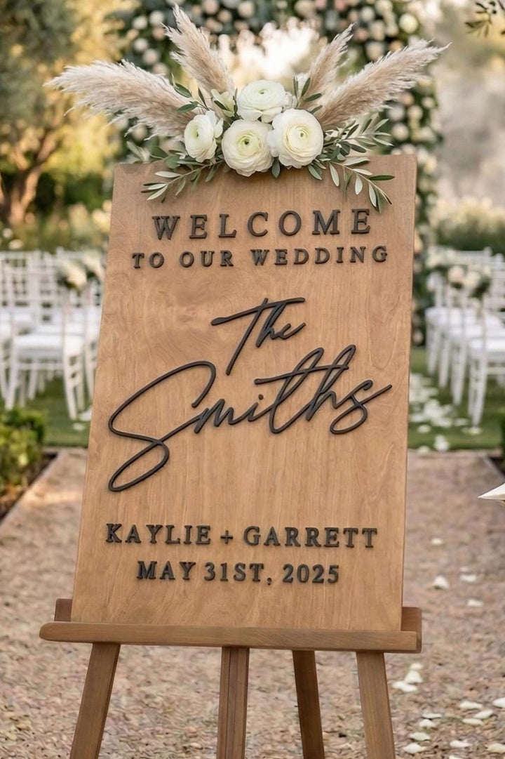 Vertical Welcome Wedding Sign with First &amp; Last Names