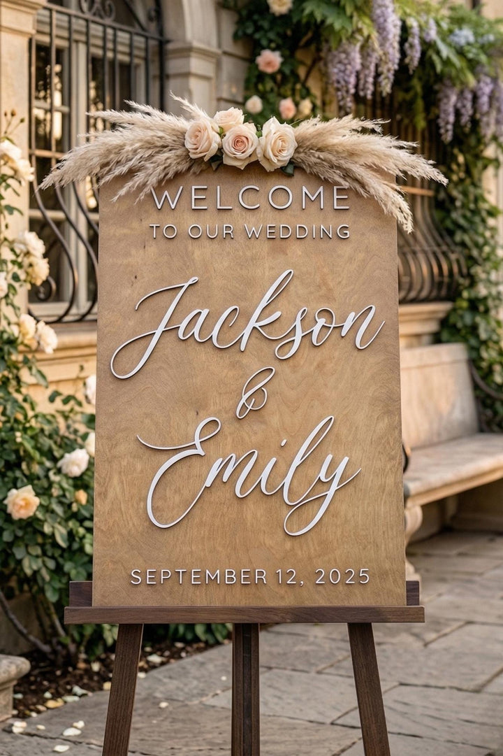 Wood Wedding Vertical Welcome Sign