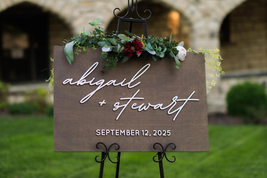 Modern Cursive Names Welcome Wedding Sign