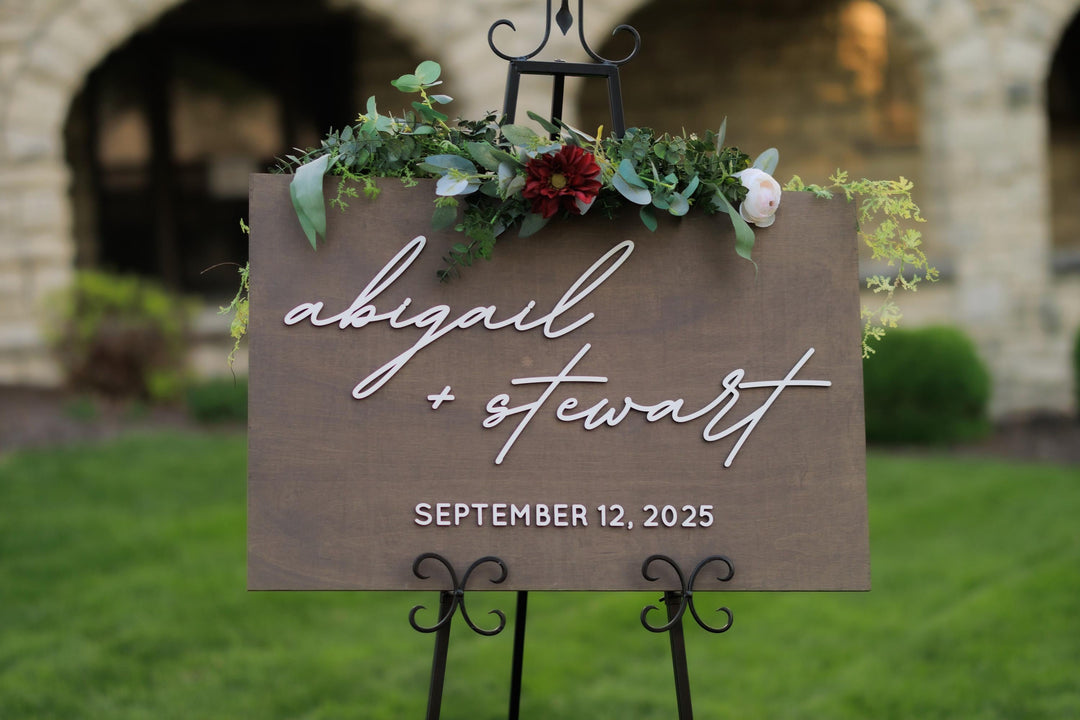 Modern Cursive Names Welcome Wedding Sign