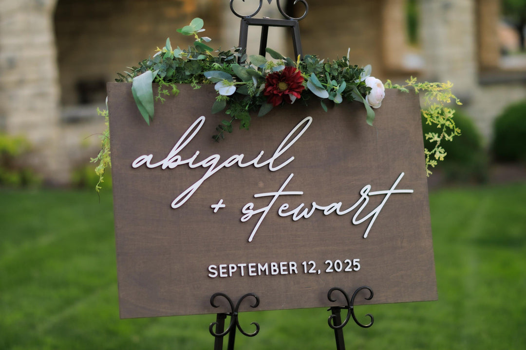 Modern Cursive Names Welcome Wedding Sign