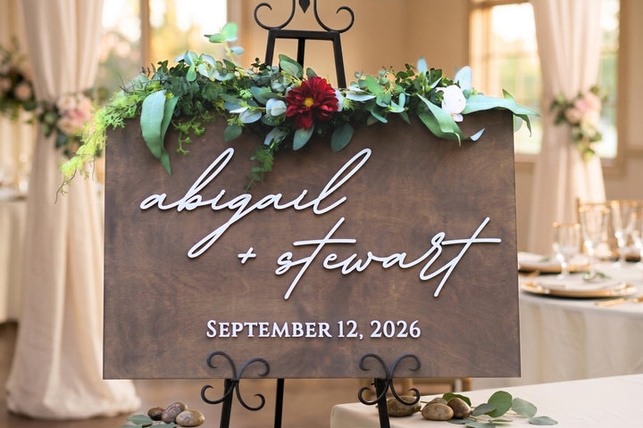 Modern Cursive Names Welcome Wedding Sign