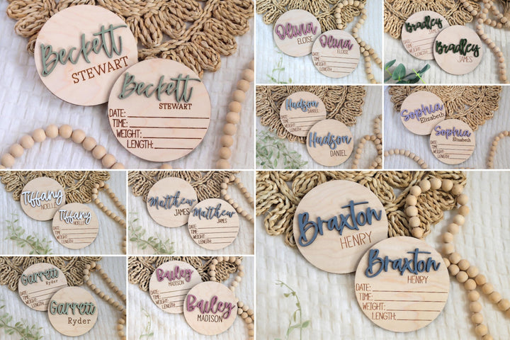 Double-Sided Newborn Name Disc - Tiffany