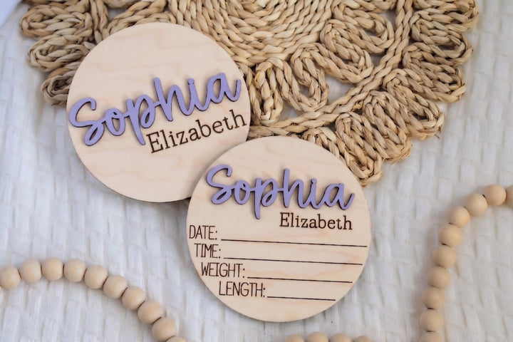 Double-Sided Newborn Name Disc - Beckett