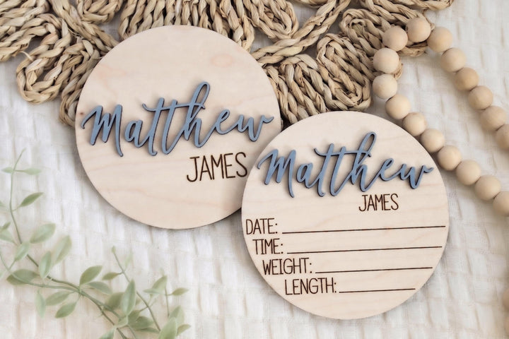 Double-Sided Newborn Name Disc - Sophia