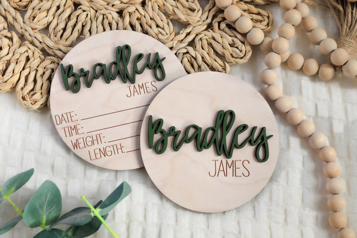 Double-Sided Newborn Name Disc - Bailey